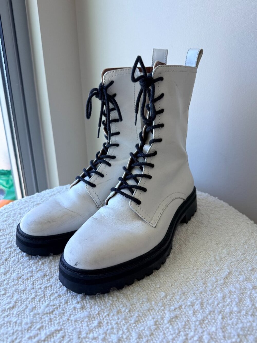 Reformation White Combat Boots